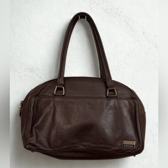 Perlina New York Leather Tote Satchel Shoulder Bag - Picture 1 of 16